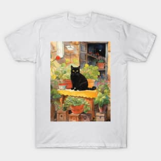 Cat in the garden watecolor T-Shirt